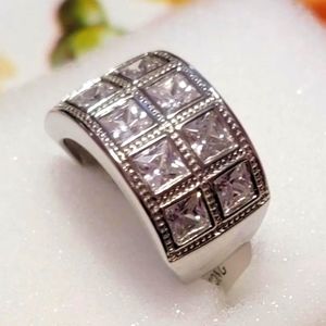 Bella Luce White Diamond Simulant Rhodium Over Sterling Silver Ring Size 7